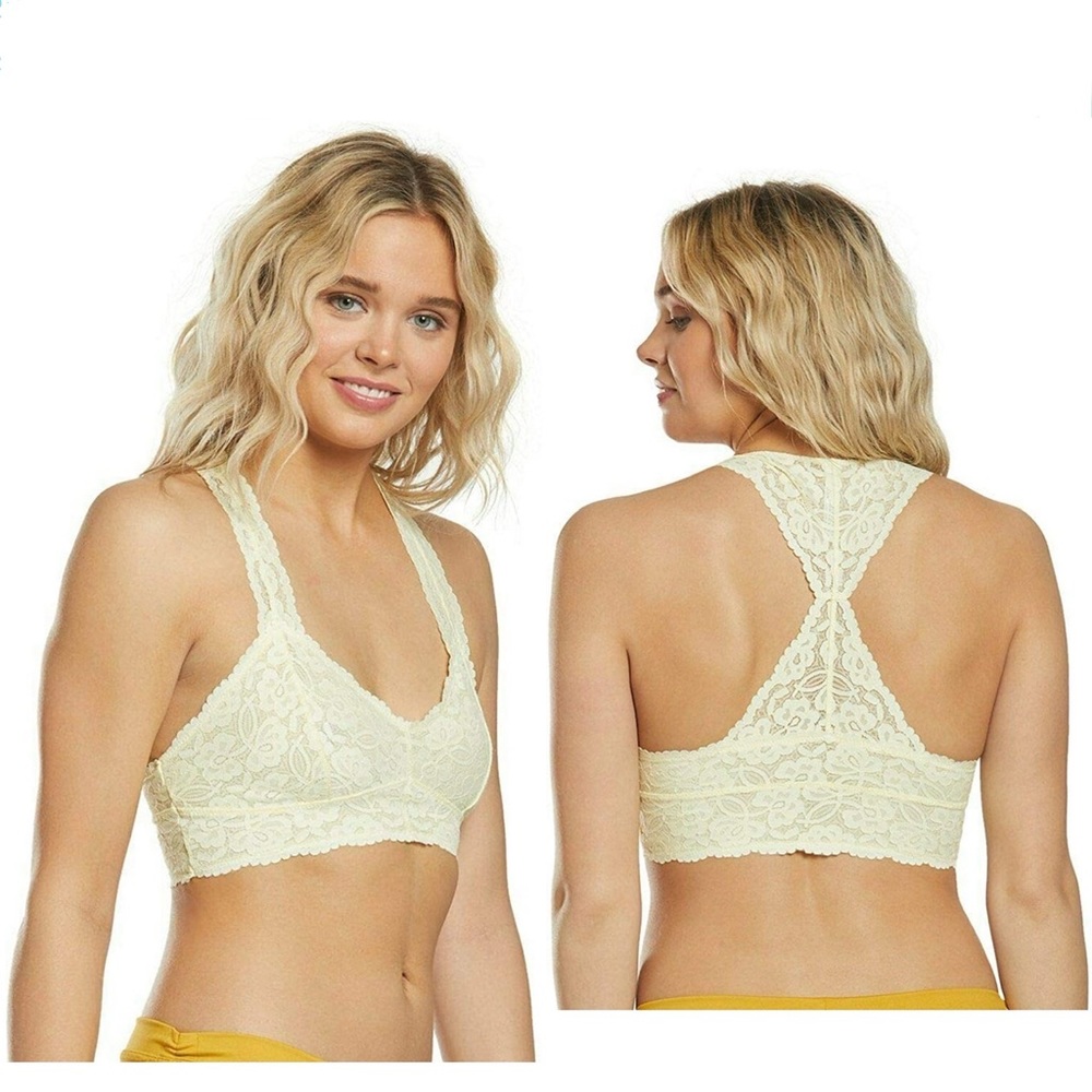 Free People‎ Galloon Lace Racerback Bra in Lemon Water Ice